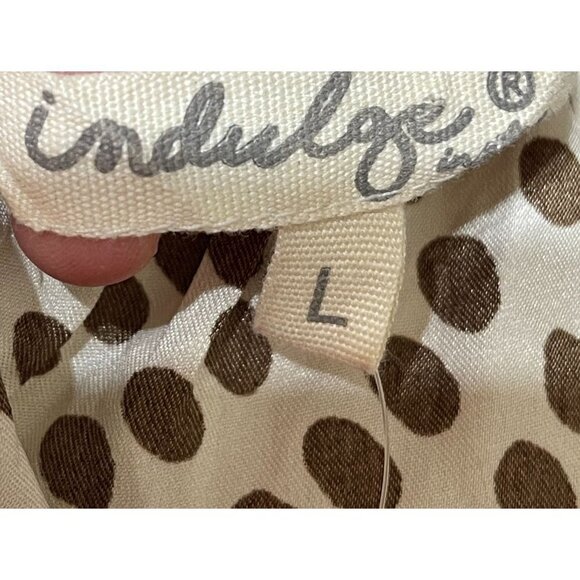 Indulge Maxi Dress Brown and Cream Dot V-Neck Open Back Size L Large - Picture 5 of 7
